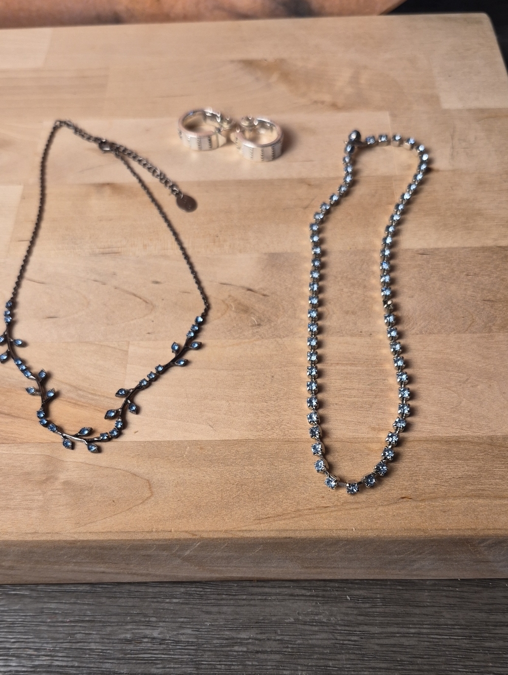 Icing Black Vine Accent Necklace with Silver Crystal Tennis Chain